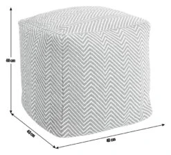 Kaikoo Durrie Cotton Footstool - Red & White -Habitat 9604139 R E001