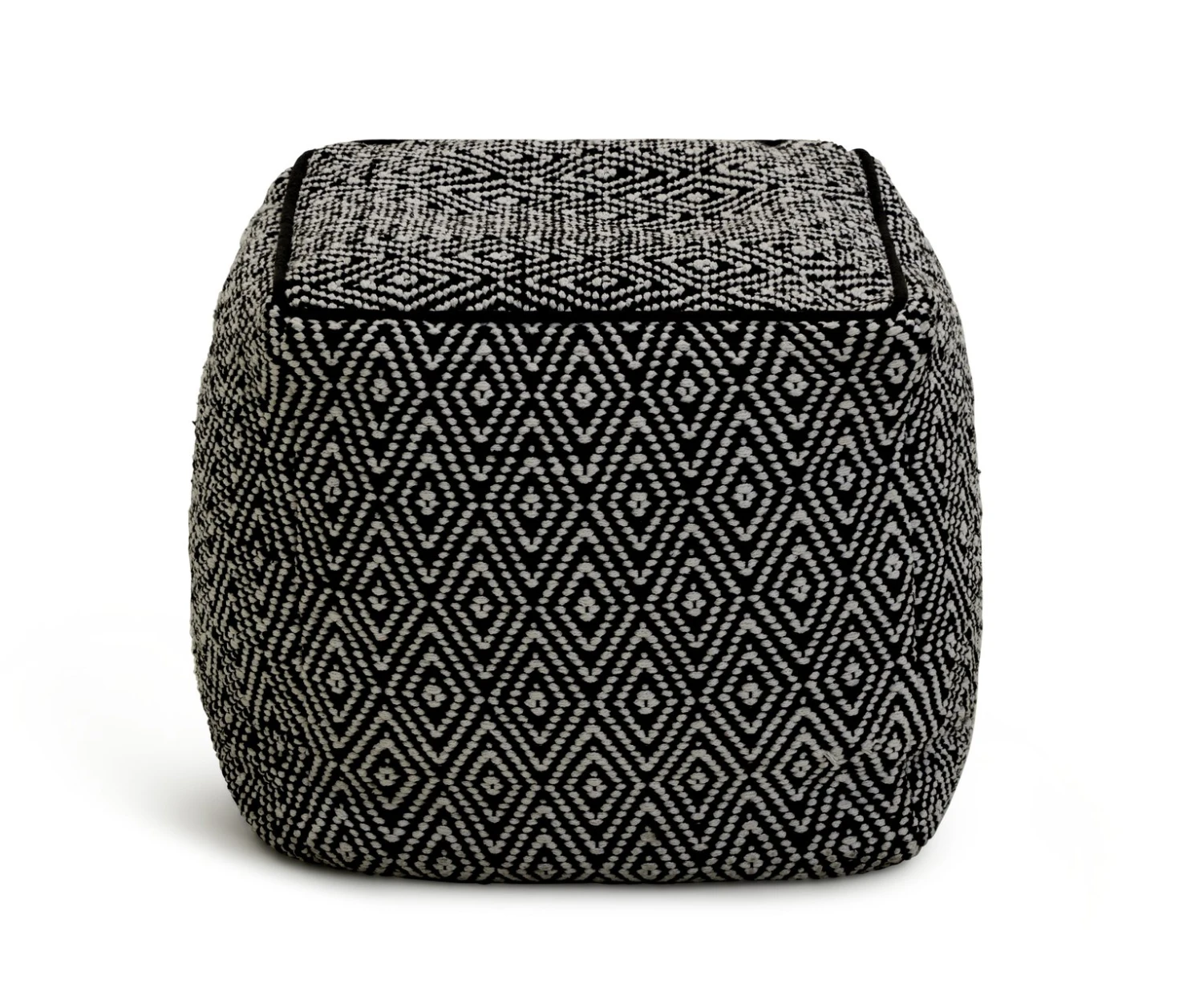 Kaikoo Durrie Cotton Footstool - Black & White 1 Kaikoo Durrie Cotton Footstool - Black & White